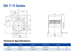 Longwell DD 7-7 Çift Emişli Kendinden Motorlu Radyal Fan  3 Kademeli 200W