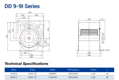 Longwell DD 9-9 Çift Emişli Kendinden Motorlu Radyal Fan  3 Kademeli 375W