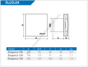 ELICENT Elegance 150 Aksiyal Fan 315 m³/h (plastik klapeli, timerlı)