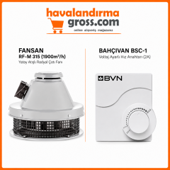 Fansan Rf-m 315 Yatay Atışlı Radyal Çatı Fanı (1900m³/h) & Bvn Bahçıvan Bsc-1 Voltaj Ayarlı Hız Anahtarı (2A)