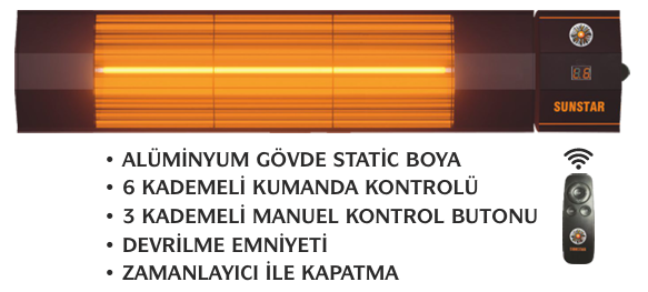 SUNSTAR İÇ MEKAN KUMANDALI HALOGEN ISITICI 1800 W