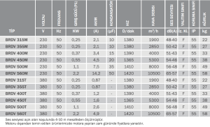 Bvn Bahçıvan Brdv 315T Dikey Atışlı Radyal Çatı Fanı 380V (1900m³/h)
